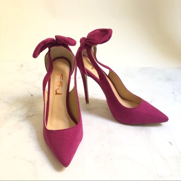 Shoes - Size 6 Violet Bow Suede Sexy High Heel